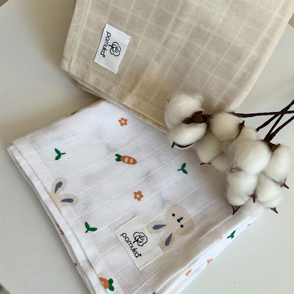 2 piece Muslin Baby Blanket-Rabbit