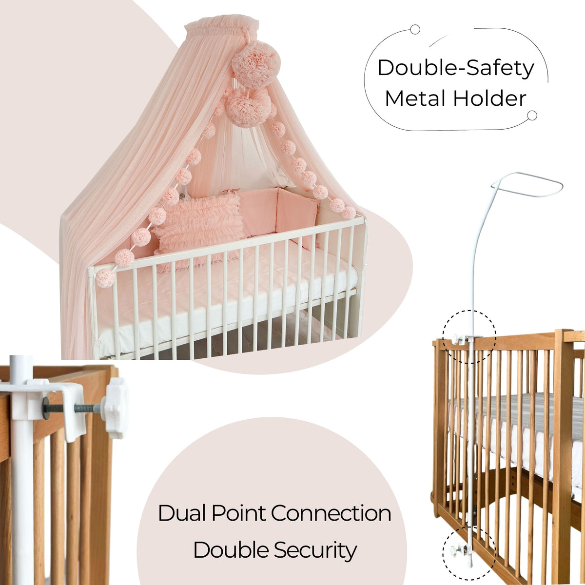 Crib Canopy-Baby Pink