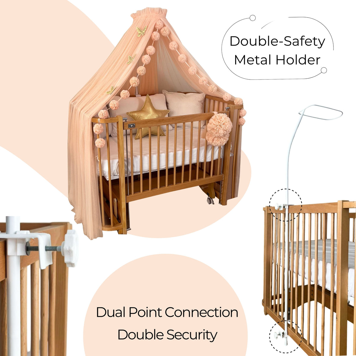 Crib Canopy-Salmon
