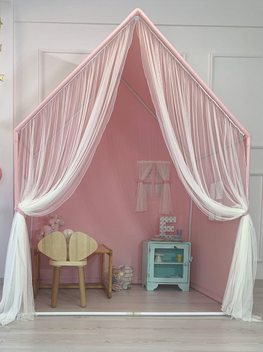 Playhouse-Montessori Pink With Curtains