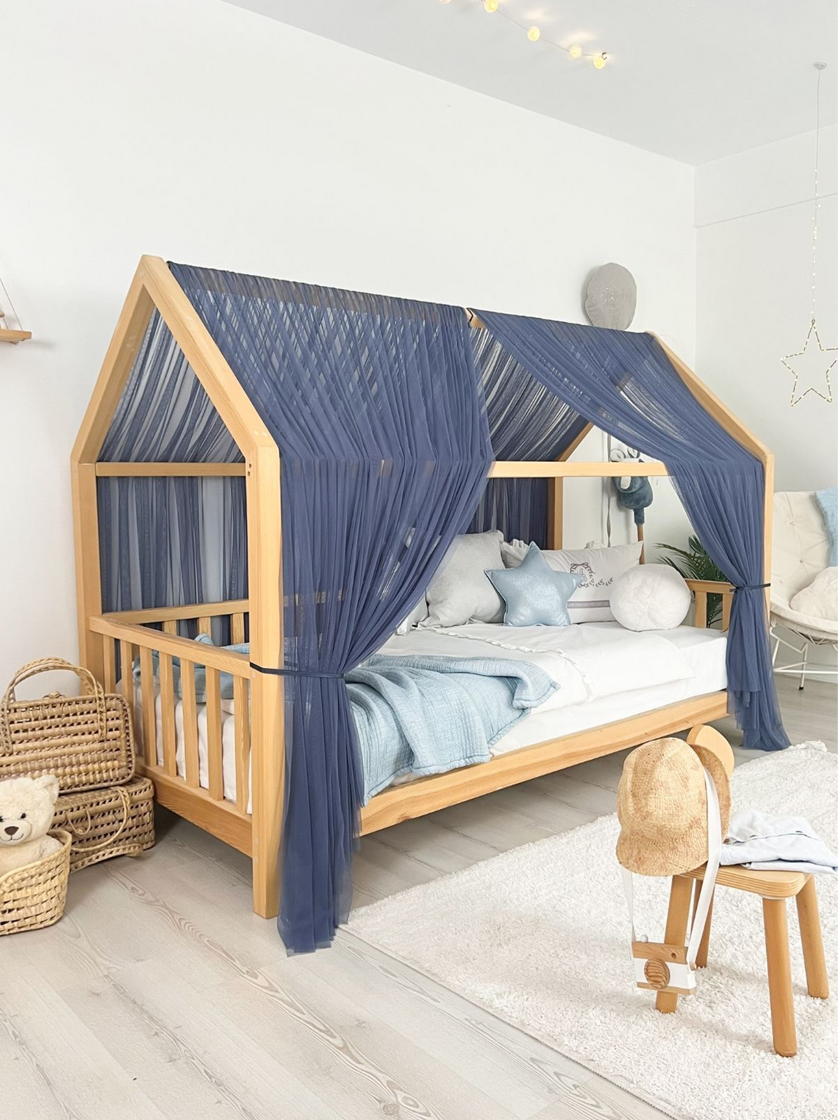 Montessori Bed Canopy Basic-Glaucous Blue