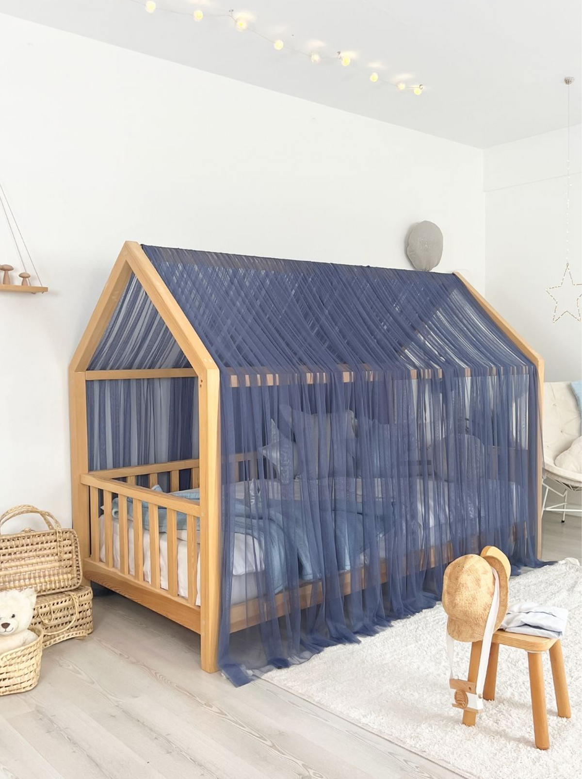 Montessori Bed Canopy Basic-Glaucous Blue