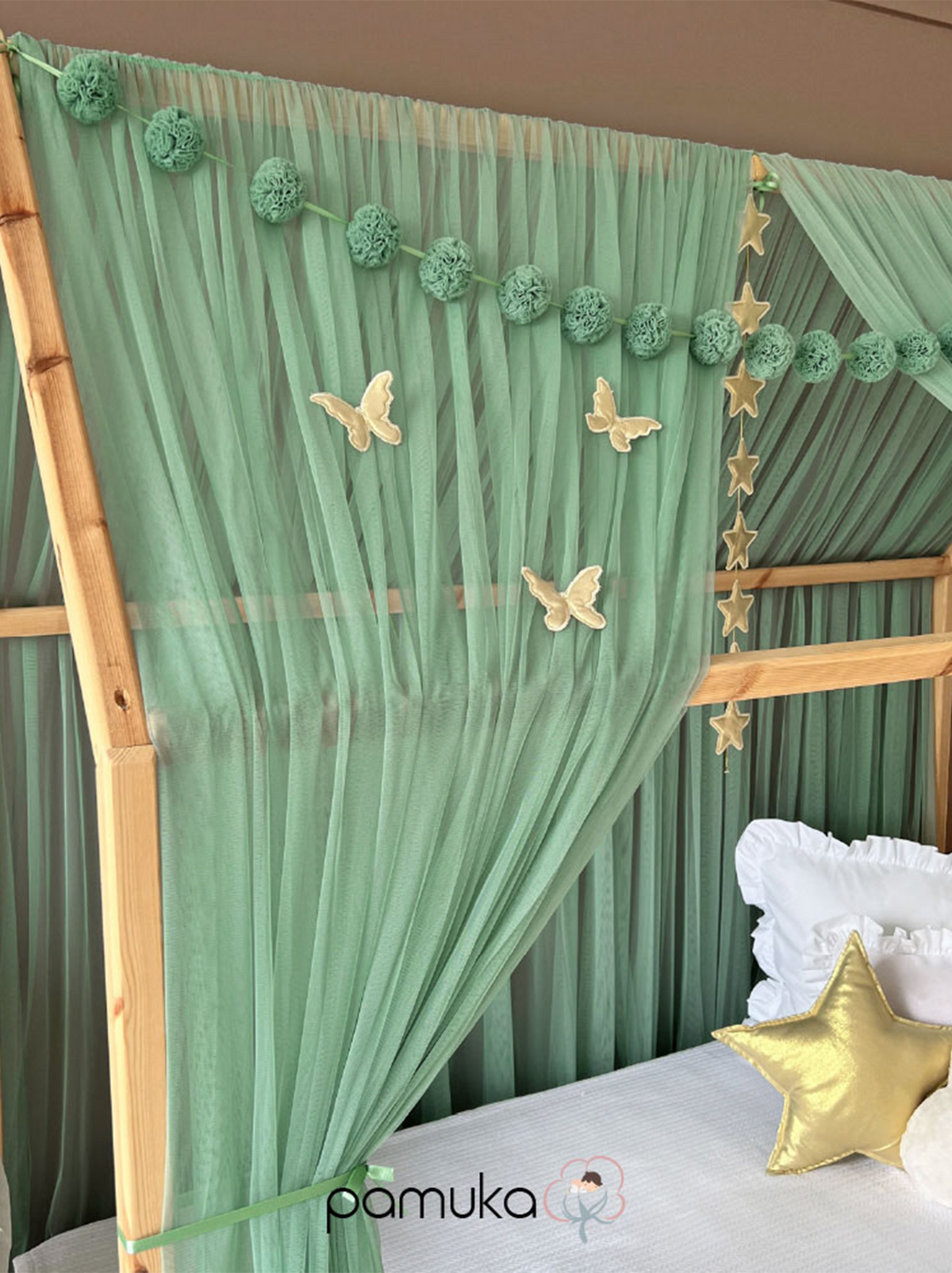 Montessori Bed Canopy Basic-Sage Green