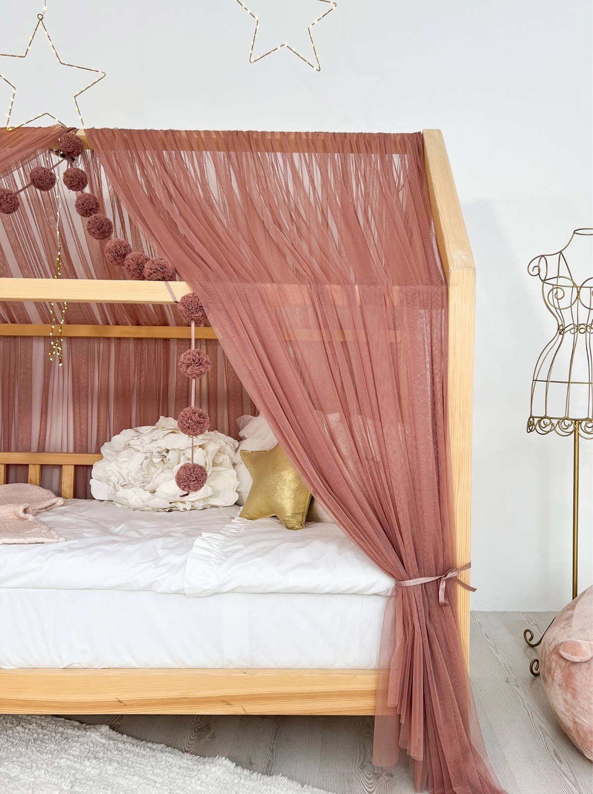 Montessori Bed Canopy Basic-Pinkish Brown