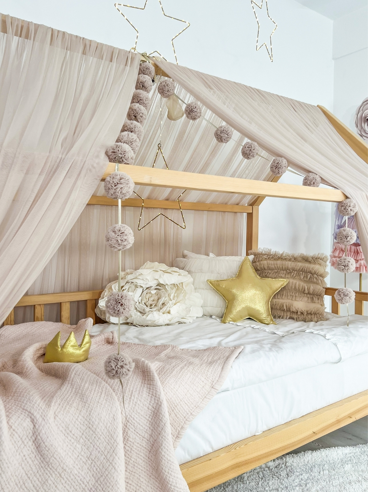 Montessori Bed Canopy Basic-Pinkish Stone