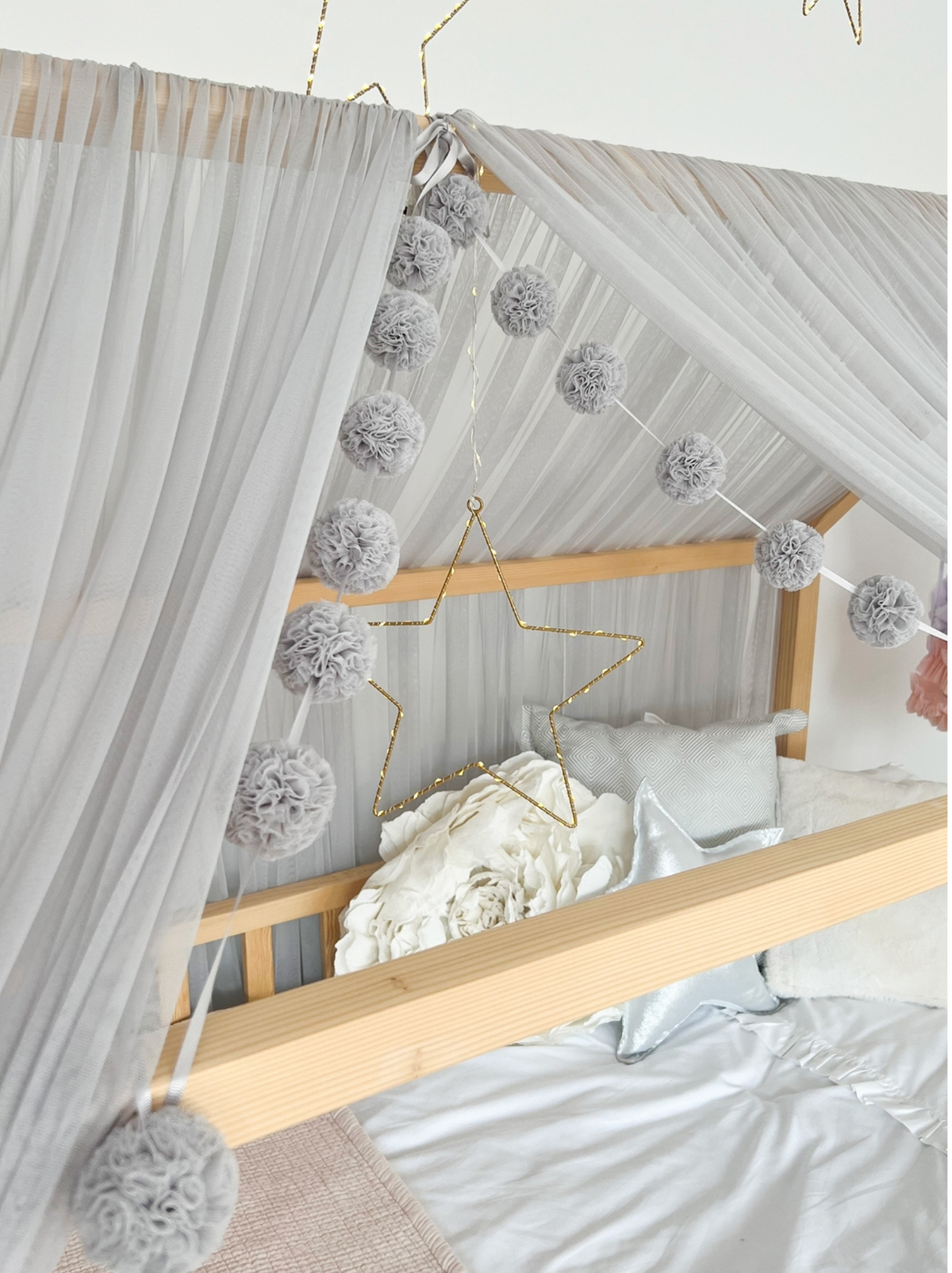 Montessori Bed Canopy Basic-Grey
