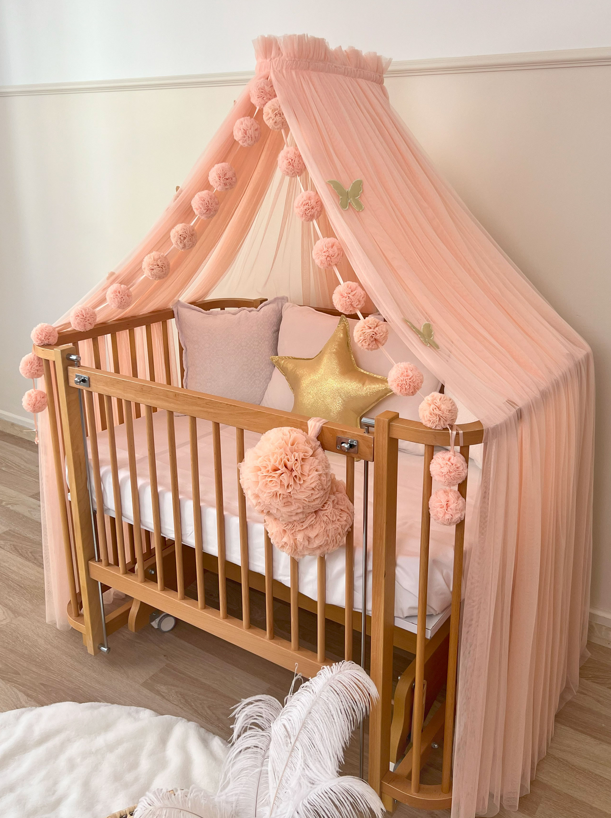 Crib Canopy-Salmon