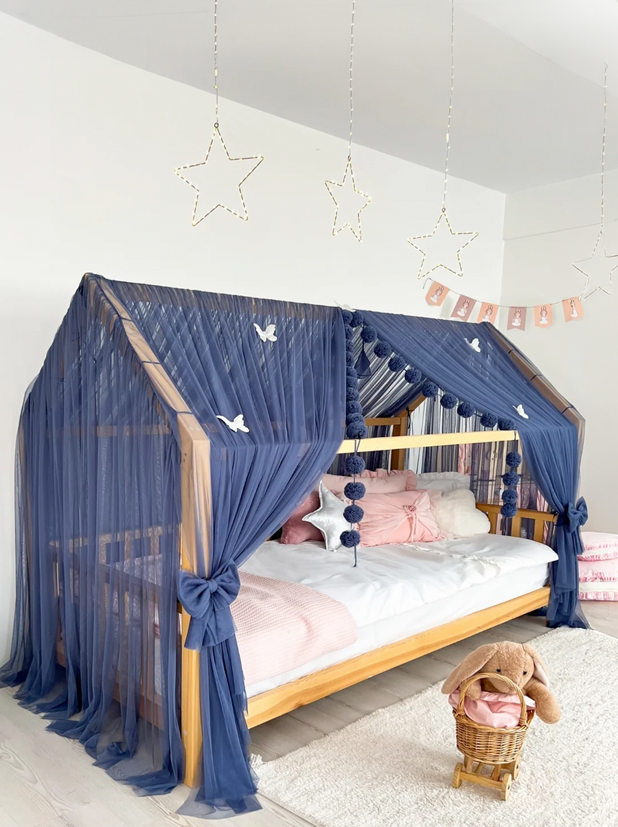 Montessori Bed Canopy Deluxe-Glaucous Blue