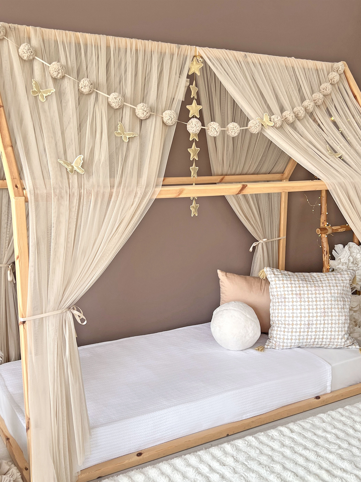Montessori Bed Canopy Basic-Beige