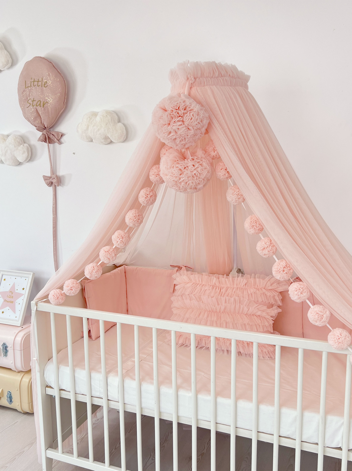 Crib Canopy-Baby Pink