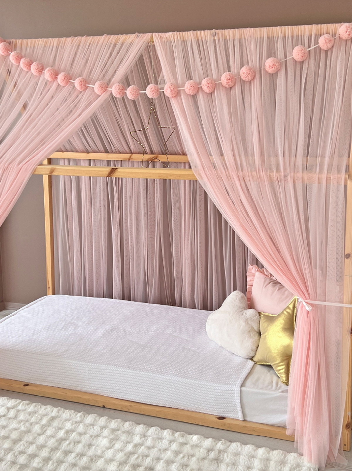 Montessori Bed Canopy Basic-Baby Pink