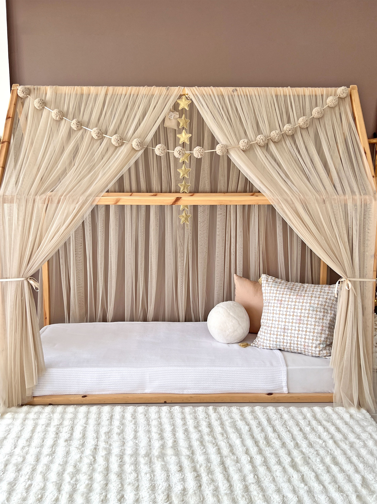 Montessori Bed Canopy Basic-Beige