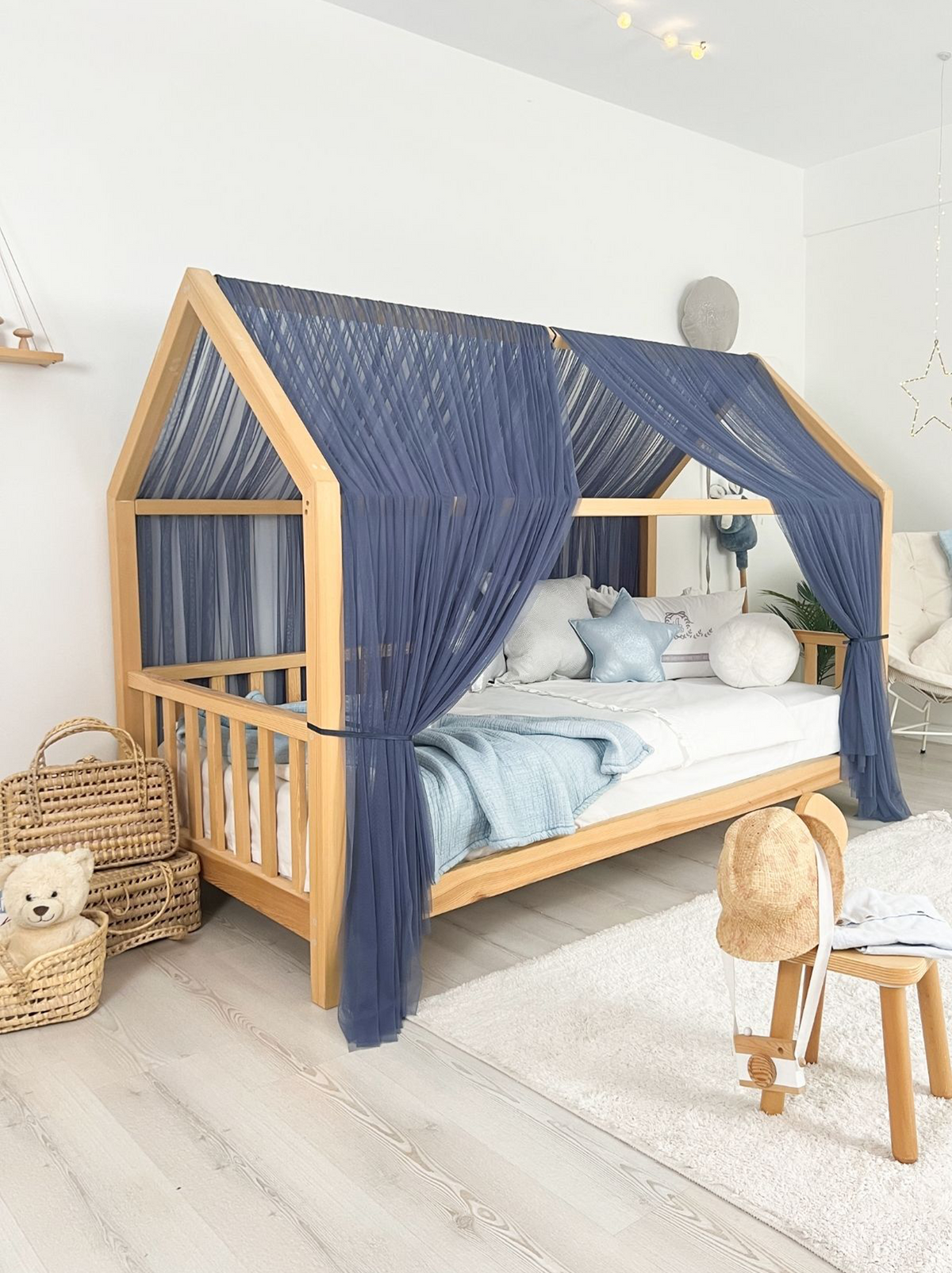 Montessori Bed Canopy Basic-Glaucous Blue