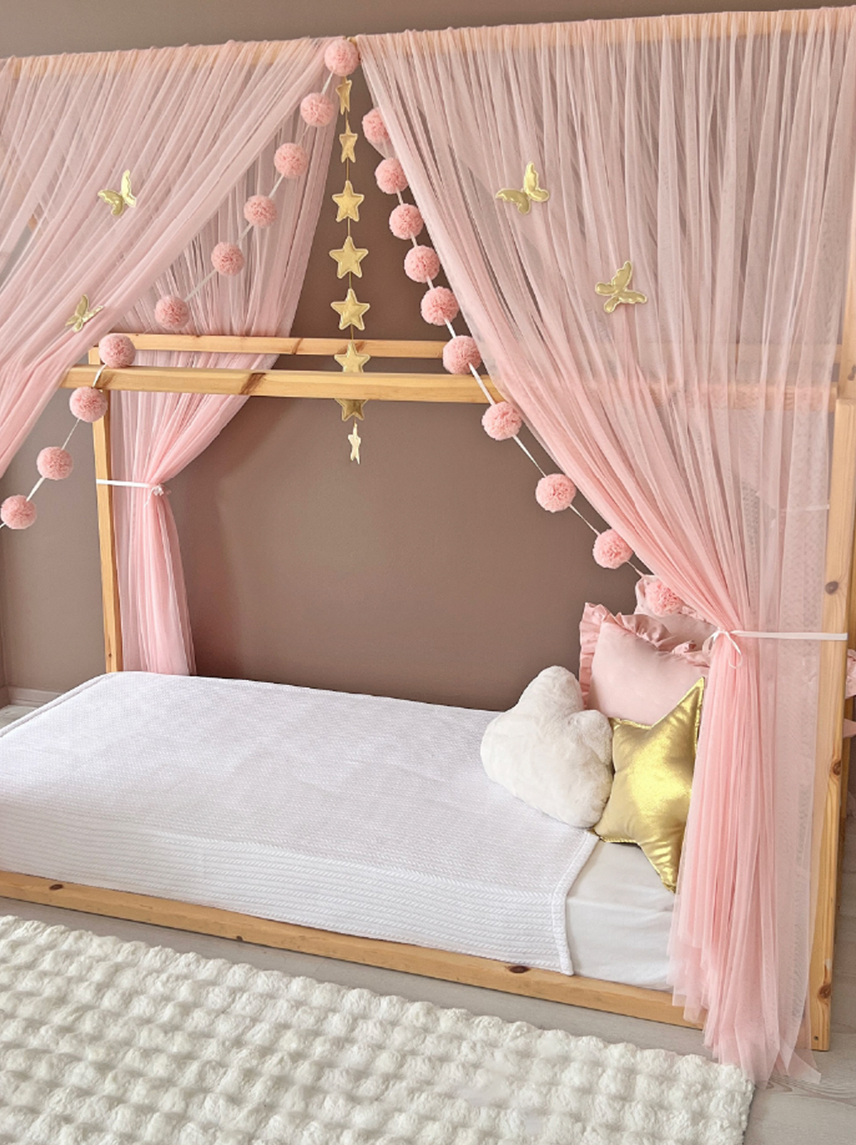 Montessori Bed Canopy Basic-Baby Pink