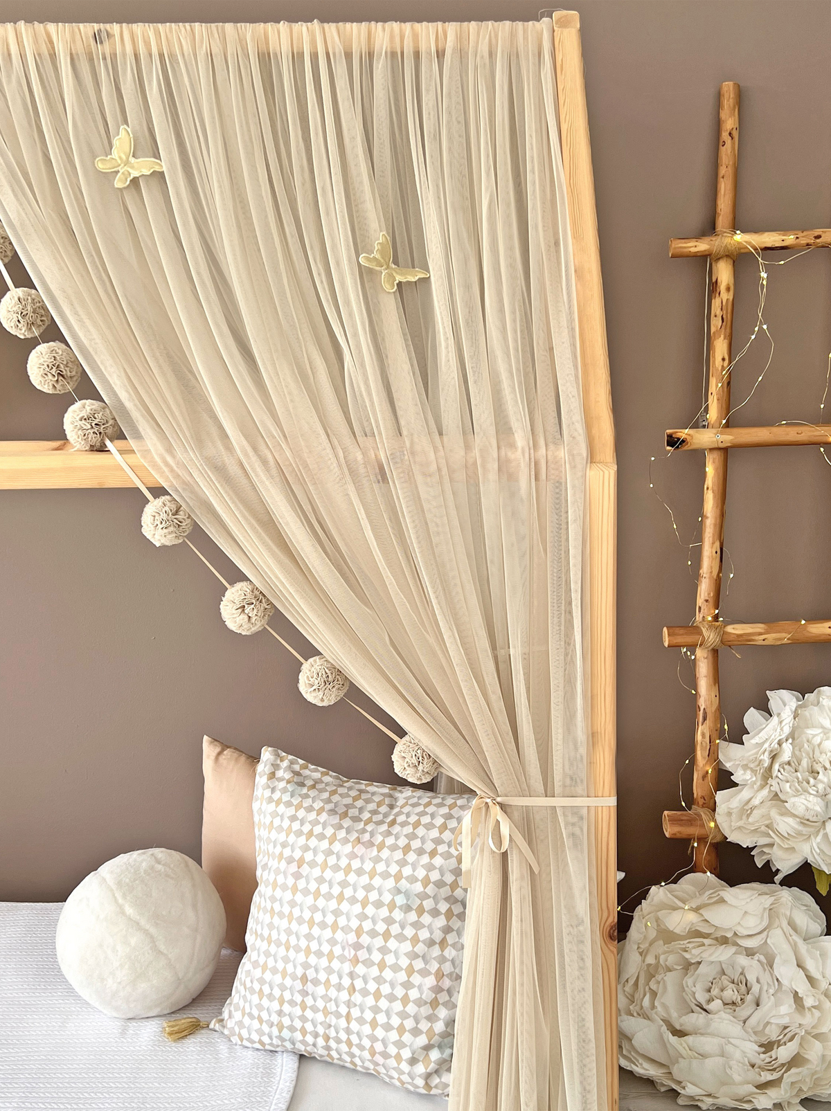Montessori Bed Canopy Basic-Beige