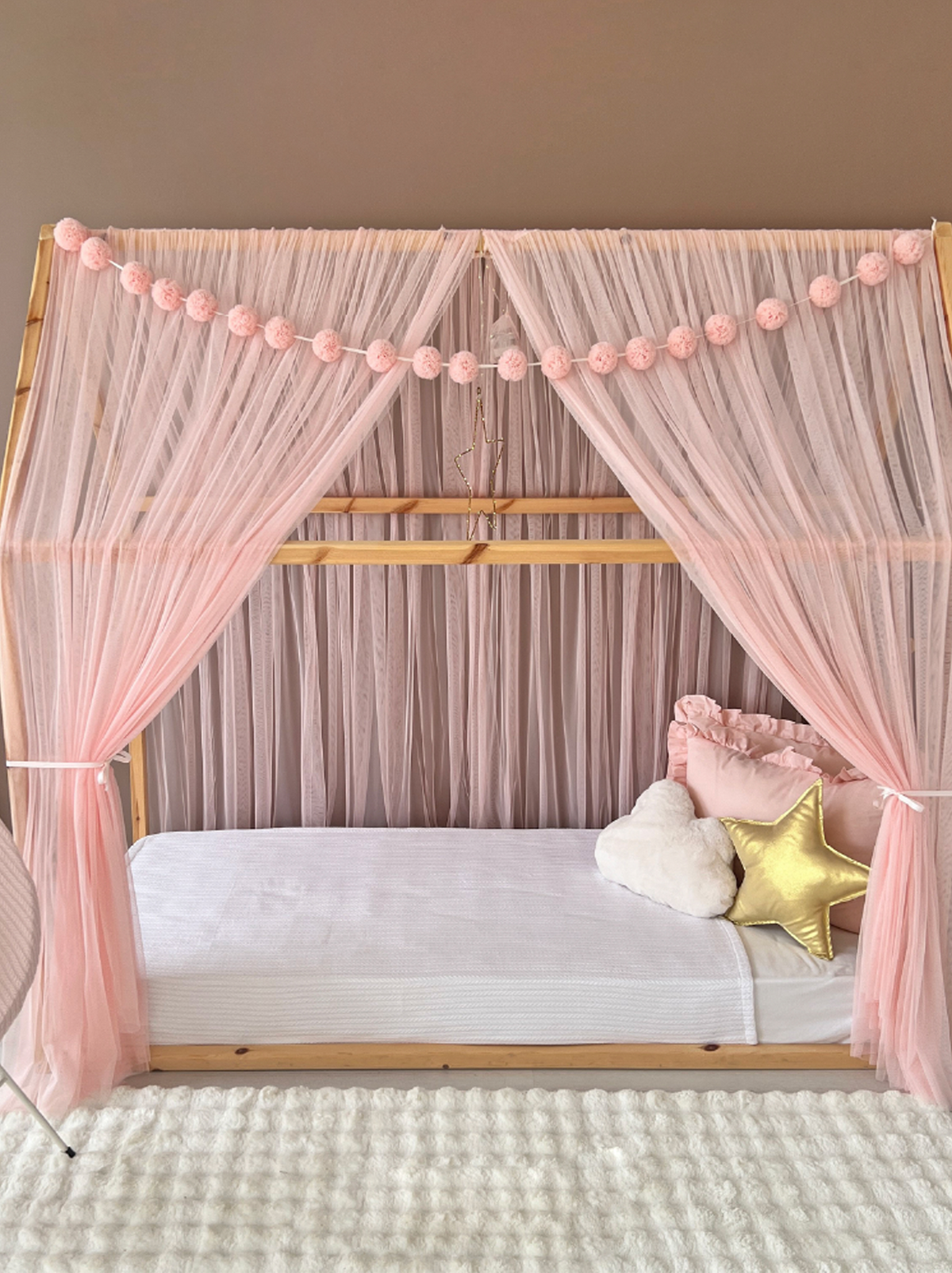 Montessori Bed Canopy Basic-Baby Pink