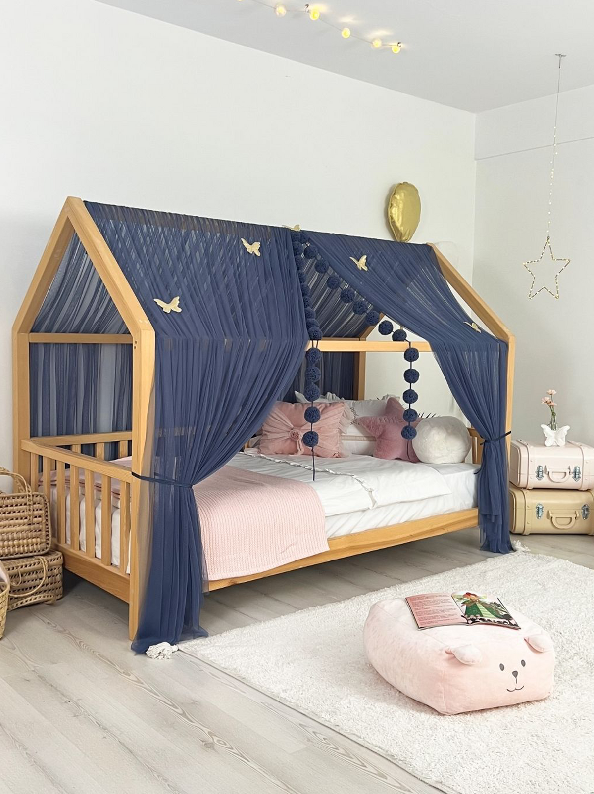 Montessori Bed Canopy Basic-Glaucous Blue