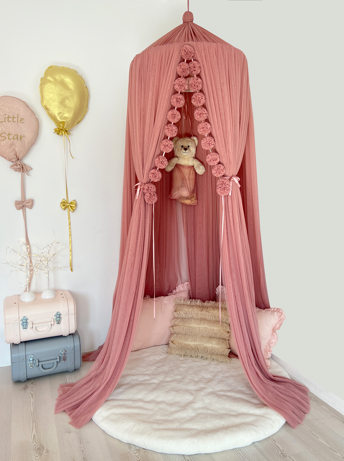 Tulle Canopy-Dusty Rose