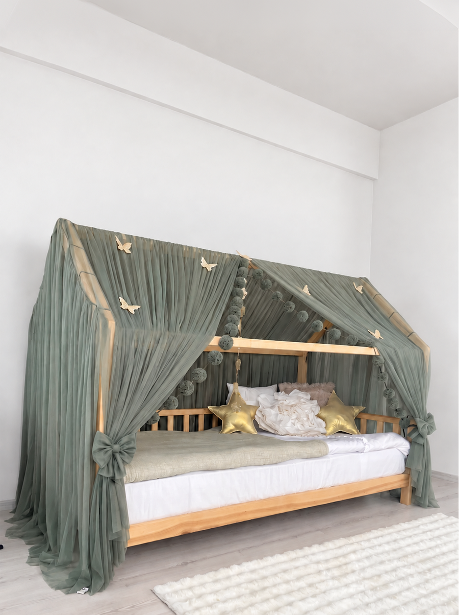 Montessori Bed Canopy Deluxe-Khaki Green