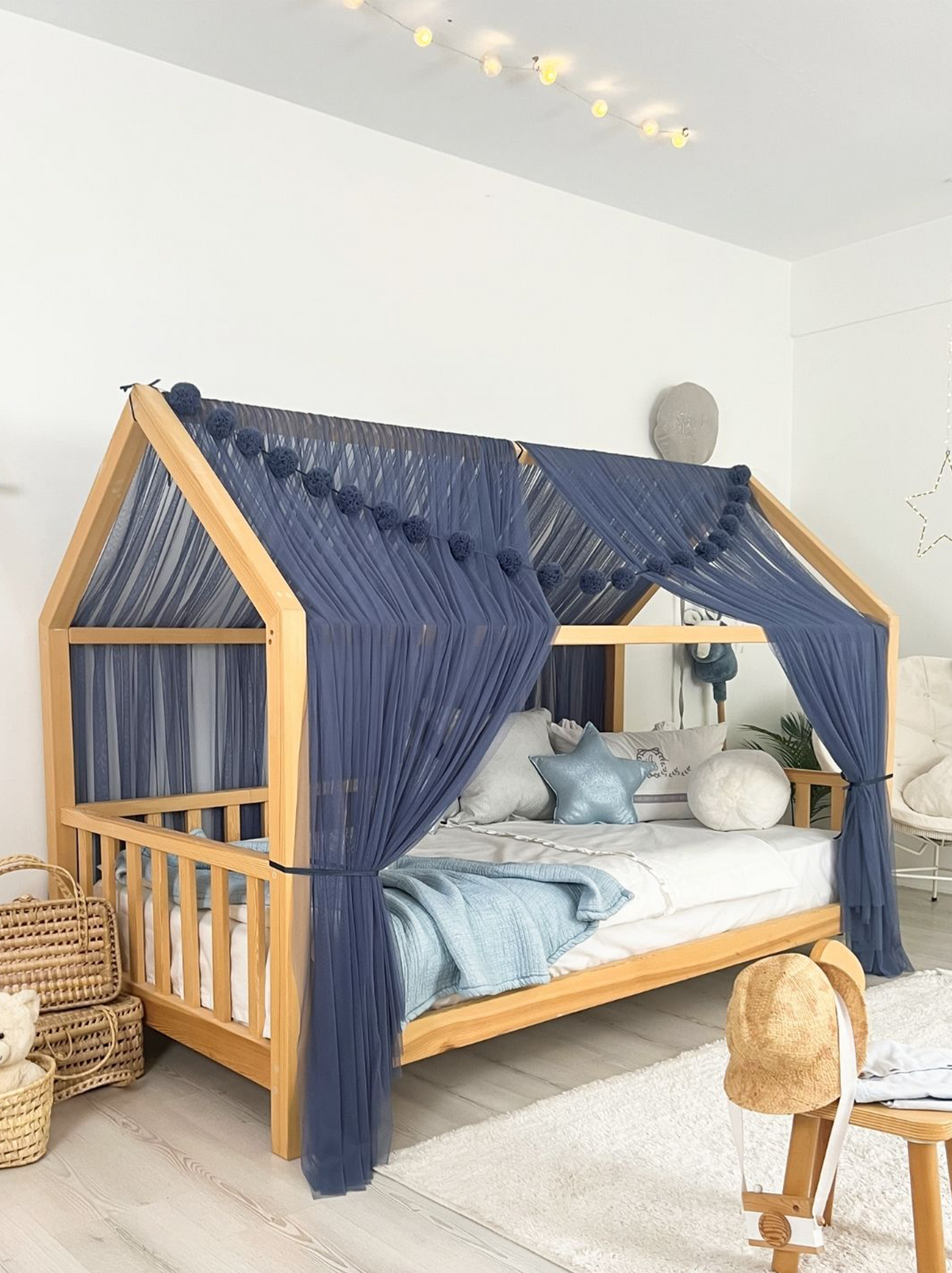 Montessori Bed Canopy Basic-Glaucous Blue