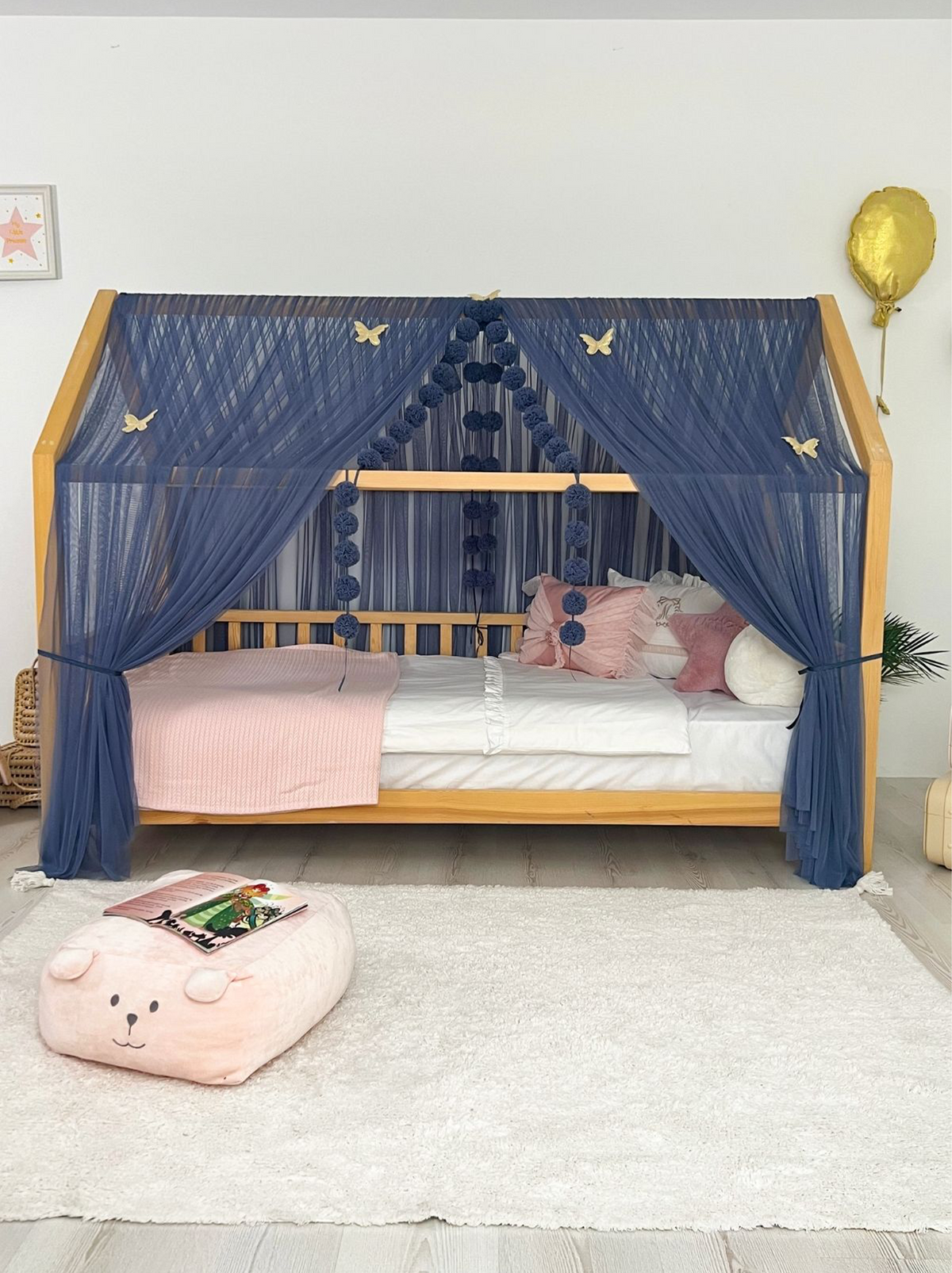Montessori Bed Canopy Basic-Glaucous Blue