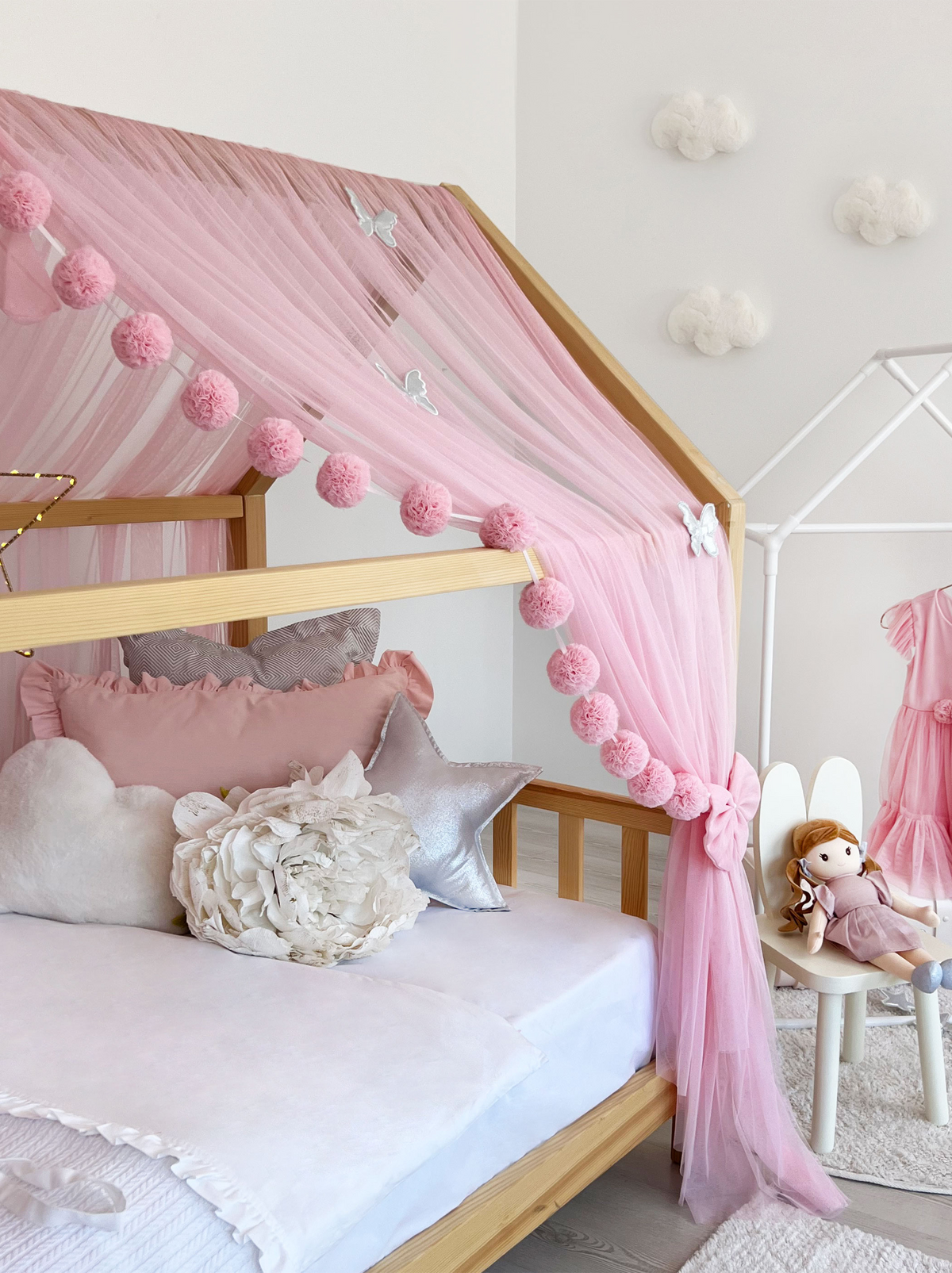 Montessori Bed Canopy Basic-Pink