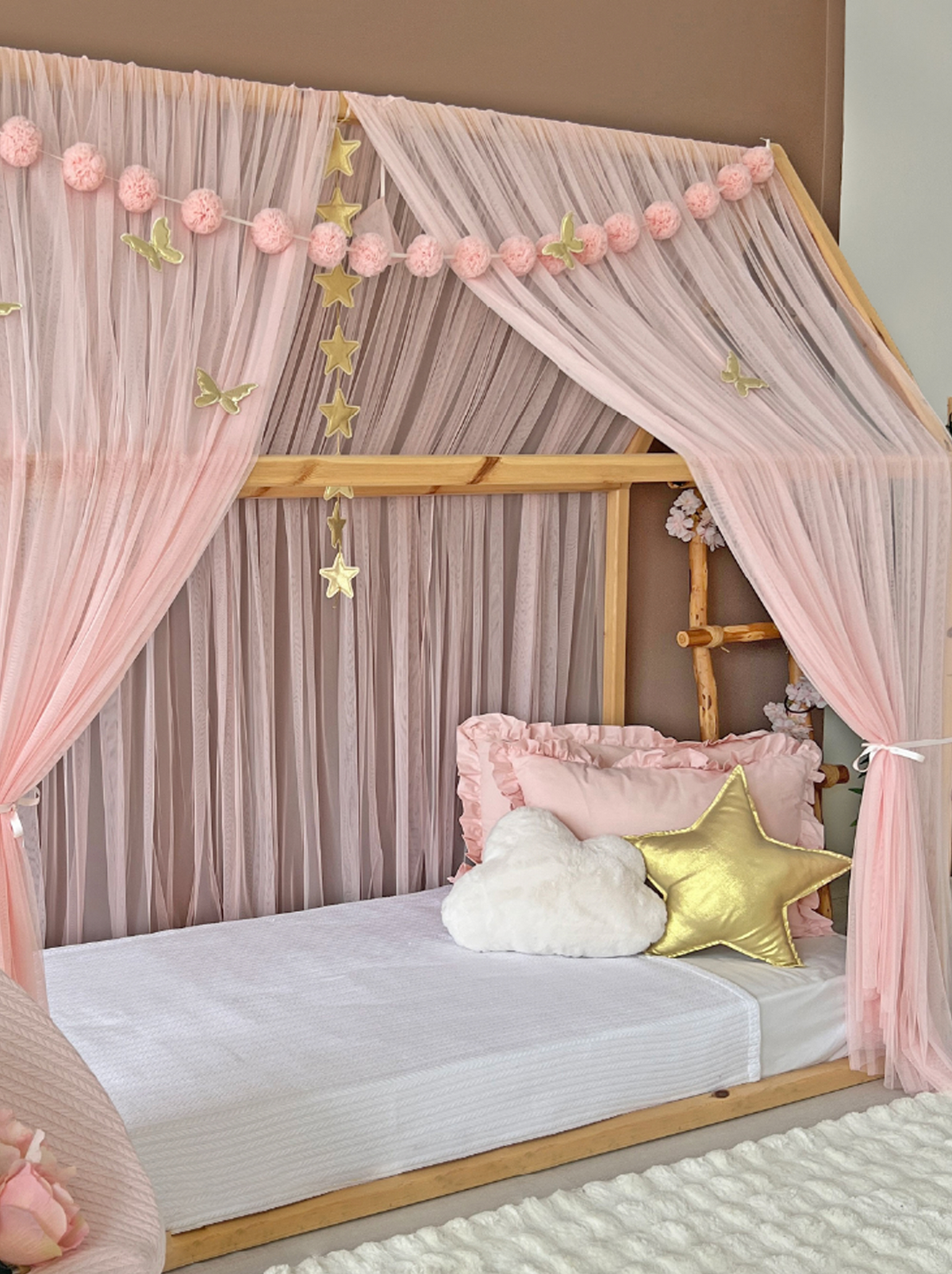 Montessori Bed Canopy Basic-Baby Pink