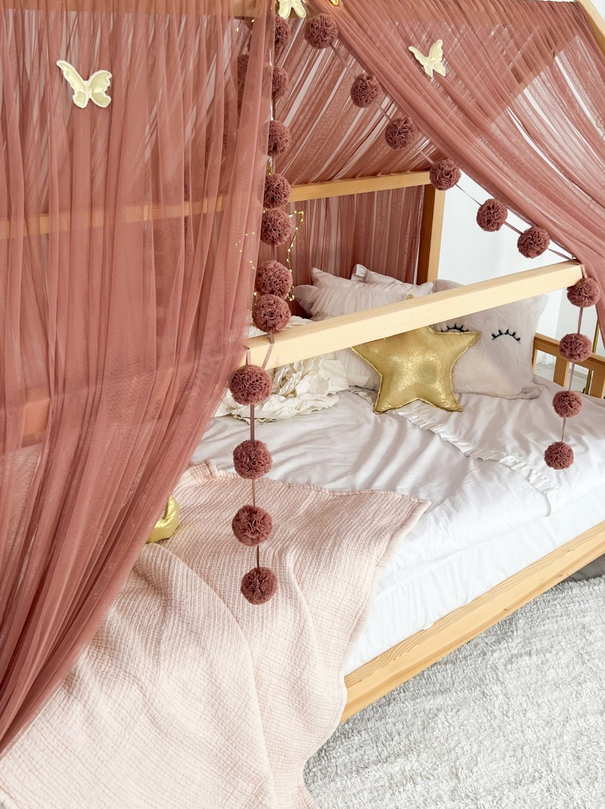 Montessori Bed Canopy Basic-Pinkish Brown