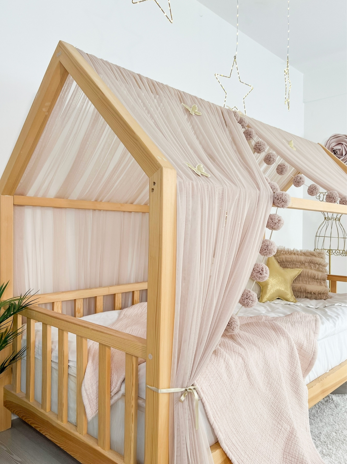 Montessori Bed Canopy Basic-Pinkish Stone