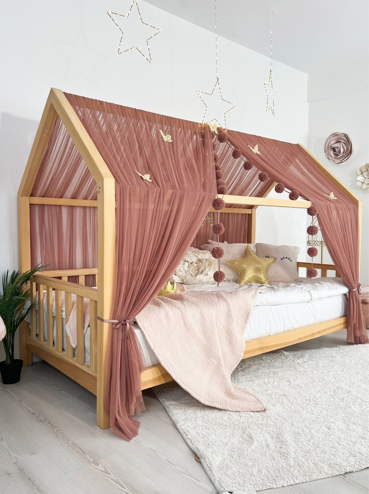 Montessori Bed Canopy Basic-Pinkish Brown
