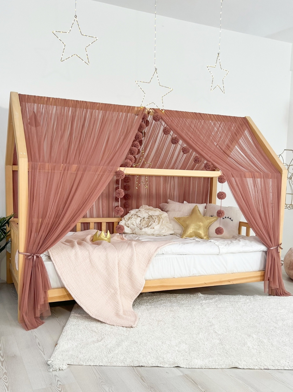 Montessori Bed Canopy Basic-Pinkish Brown