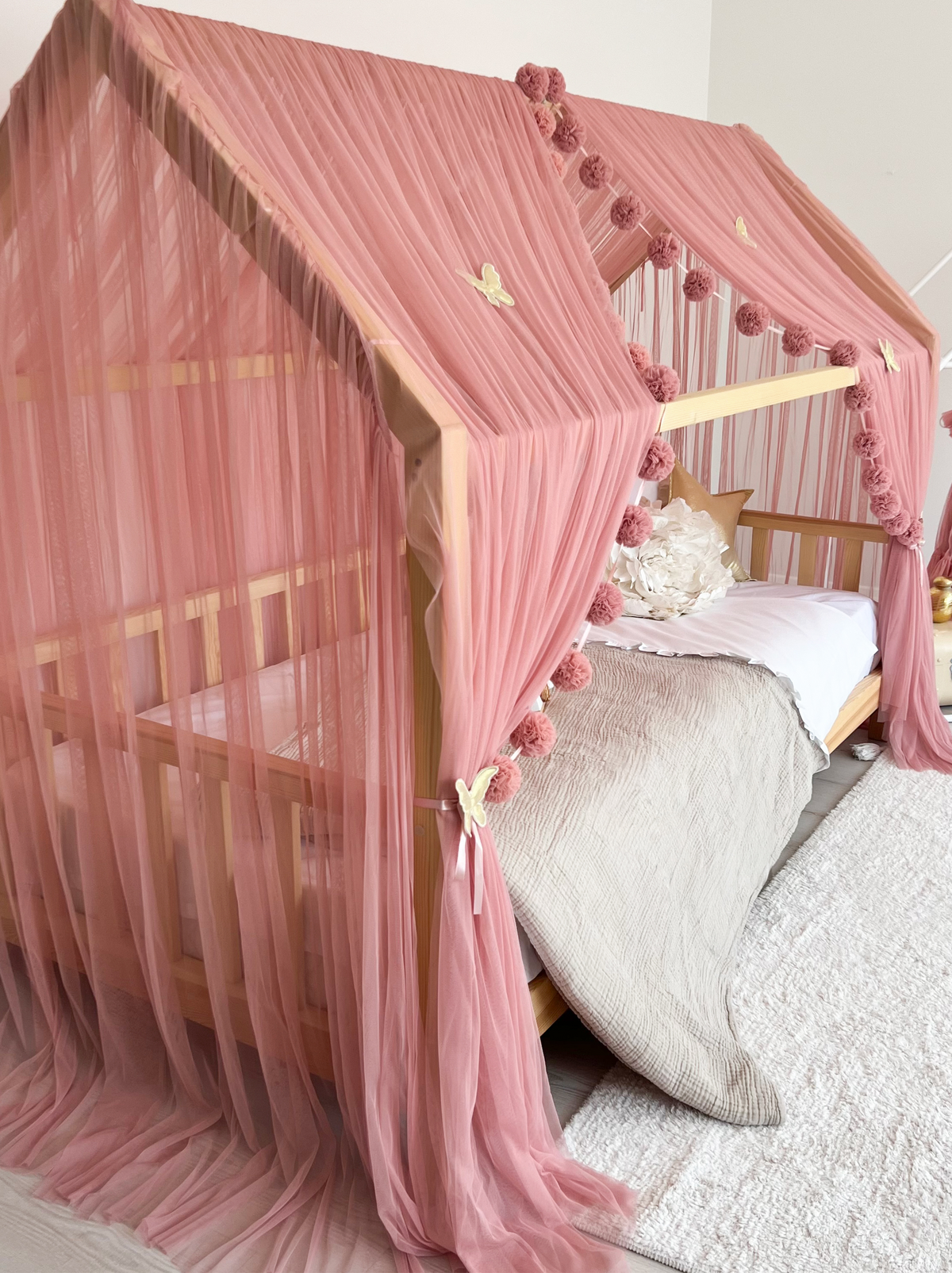 Montessori Bed Canopy Deluxe-Opera Mauve