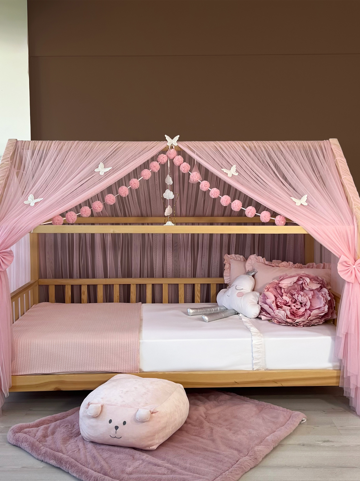 Montessori Bed Canopy Deluxe-Pink