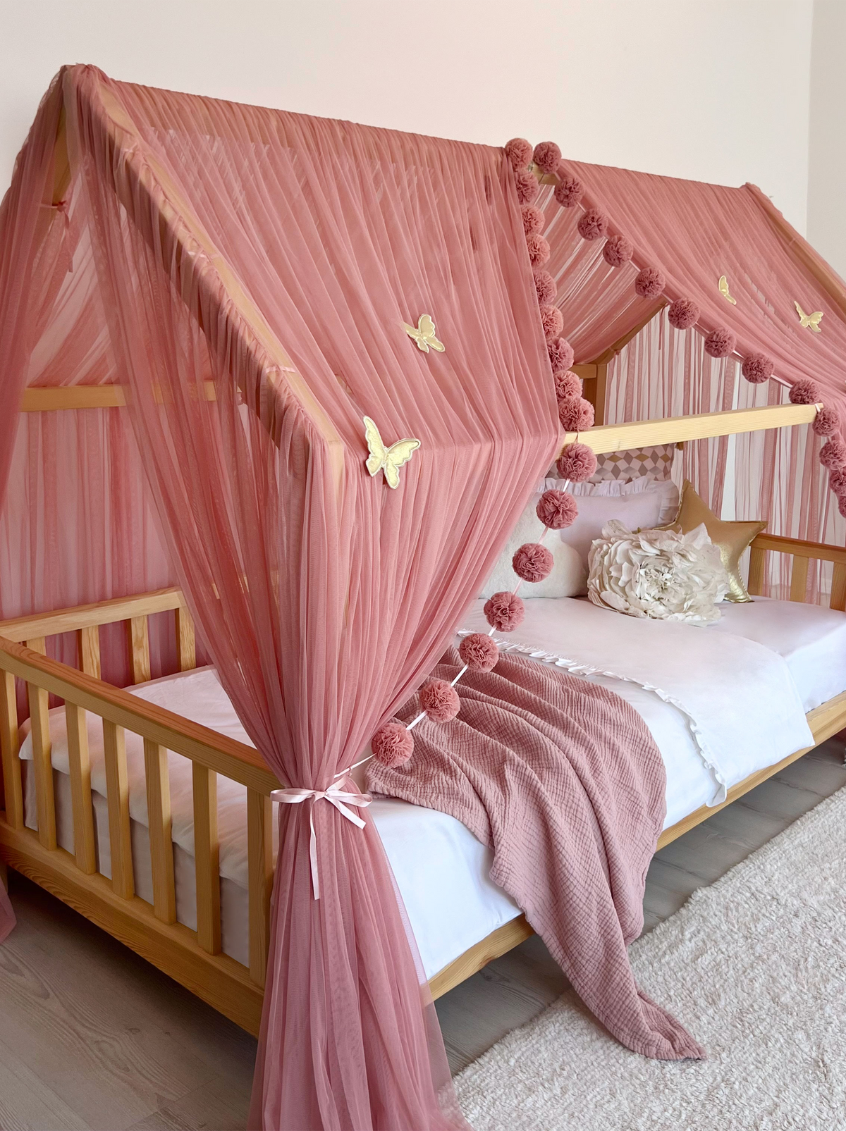 Montessori Bed Canopy Deluxe-Opera Mauve