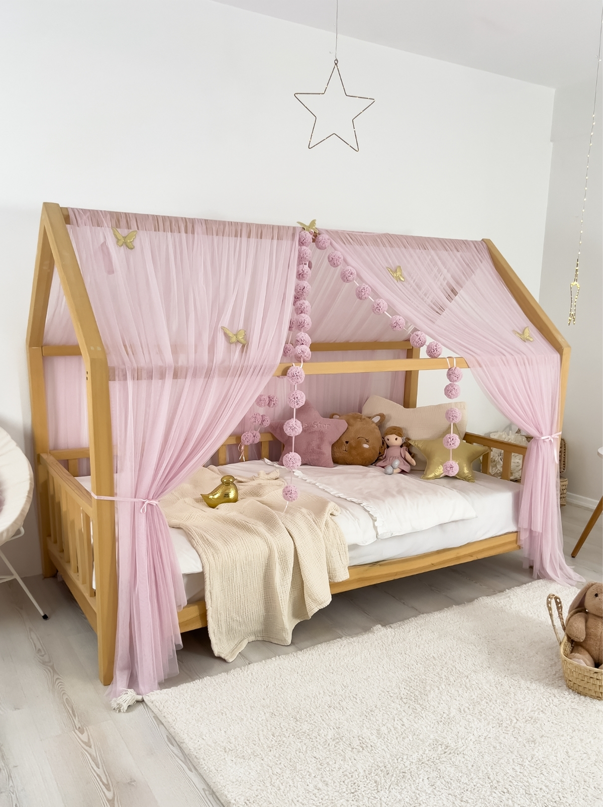 Montessori Bed Canopy Basic-Baby Lilac