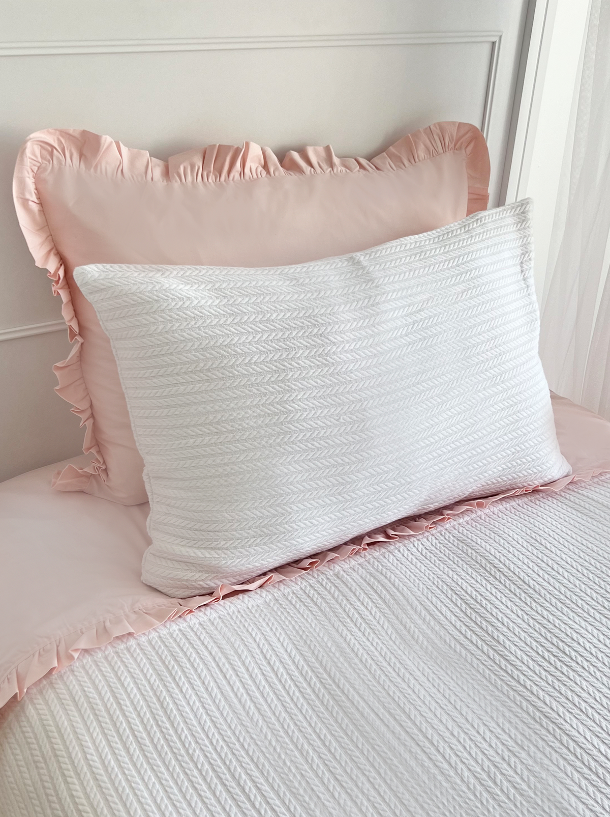 Cable Pattern Pique Set-White
