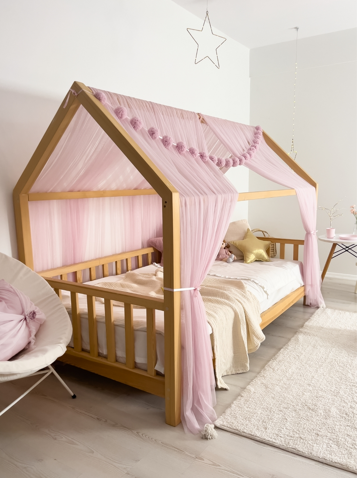 Montessori Bed Canopy Basic-Baby Lilac