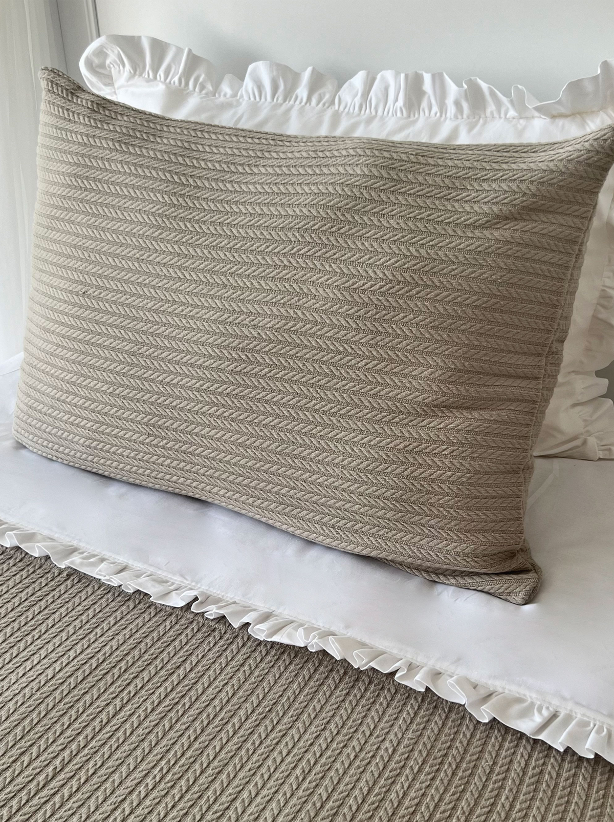 Cable Pattern Pique Set-Beige