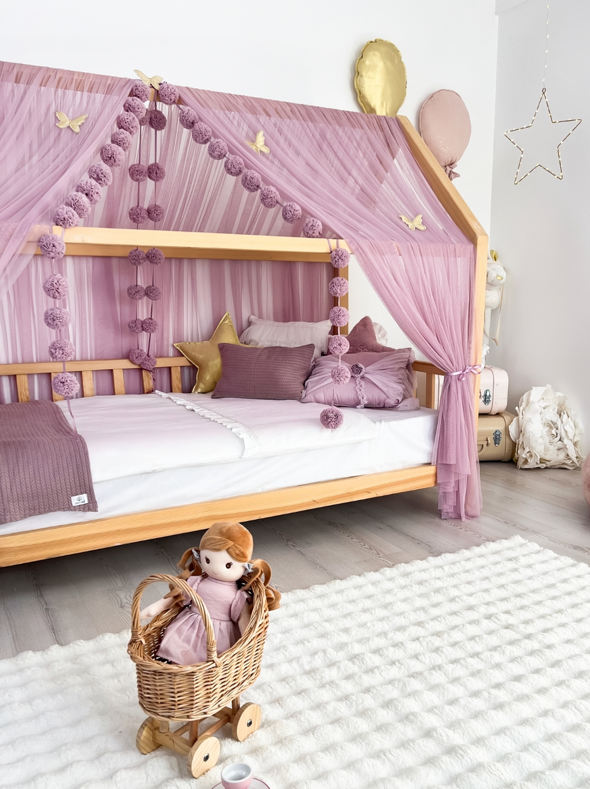 Montessori Bed Canopy Basic-Dusty Lilac