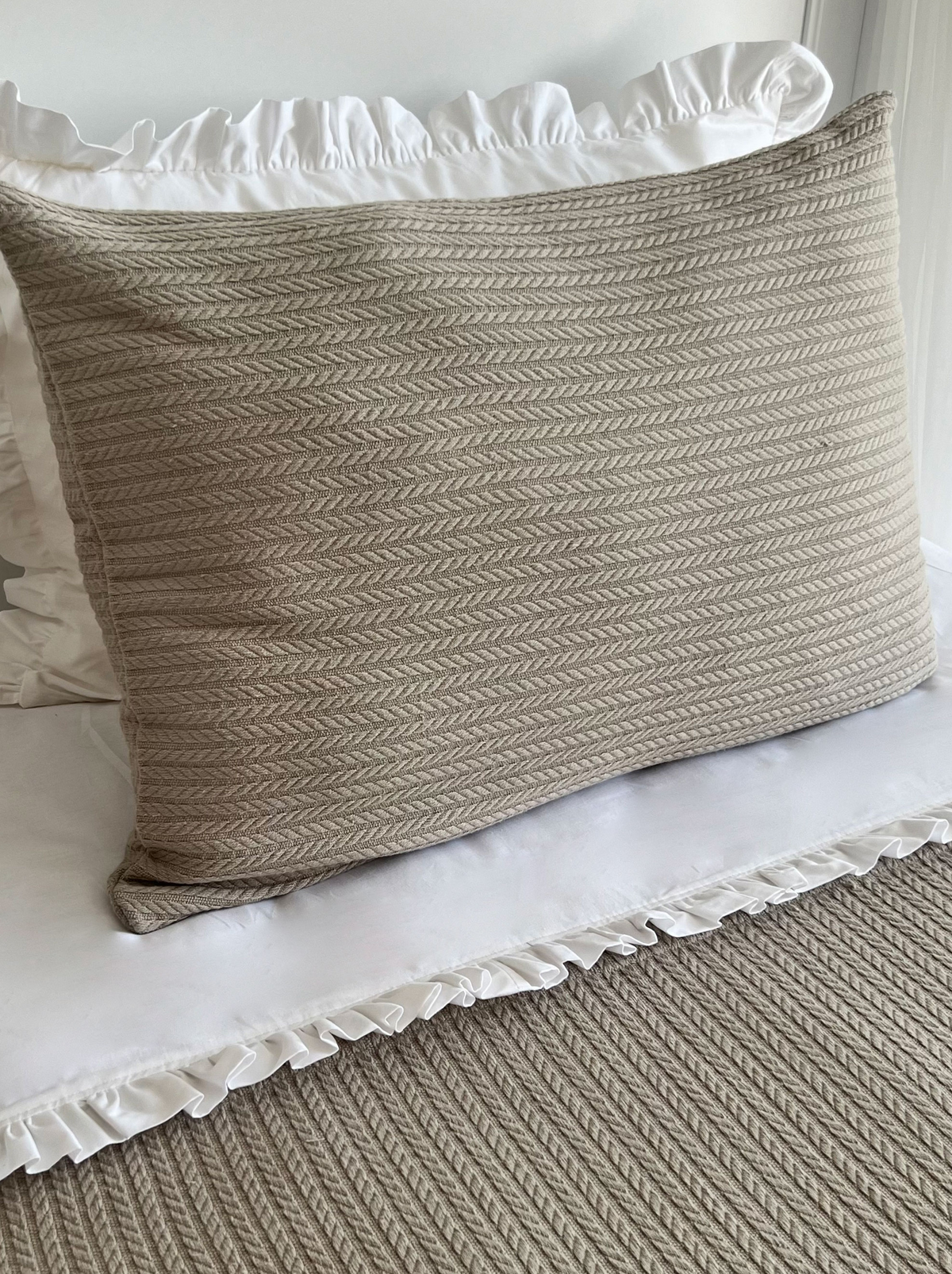 Cable Pattern Pique Set-Beige