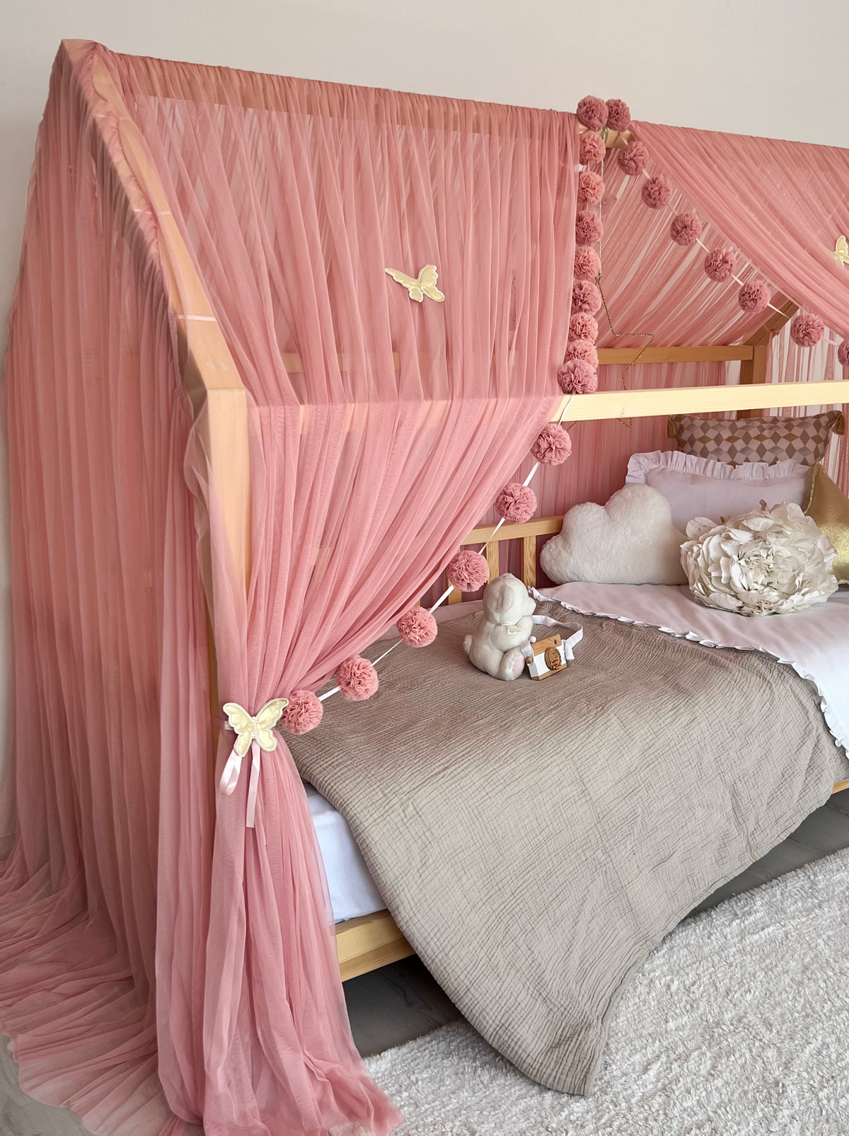 Montessori Bed Canopy Deluxe-Opera Mauve