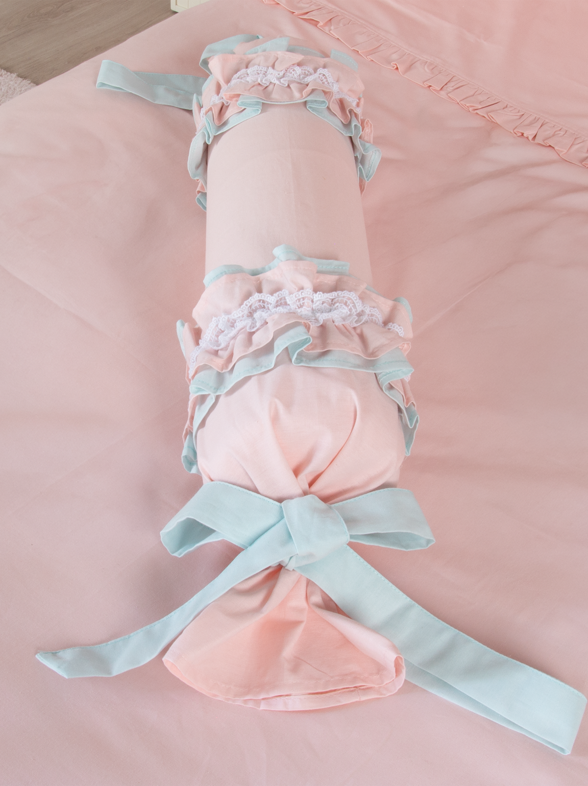 Pink Mint Cotton Bed Canopy