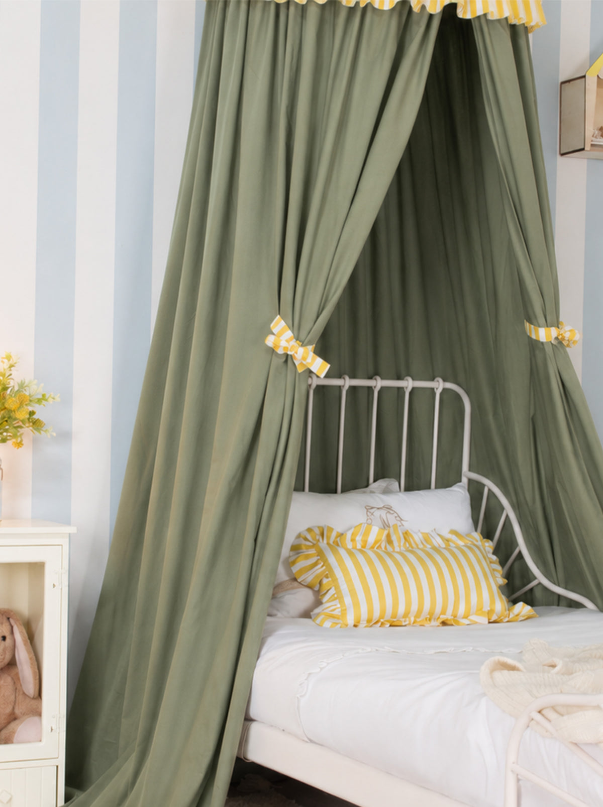 Yellow Bed Canopy With Yellow Striped