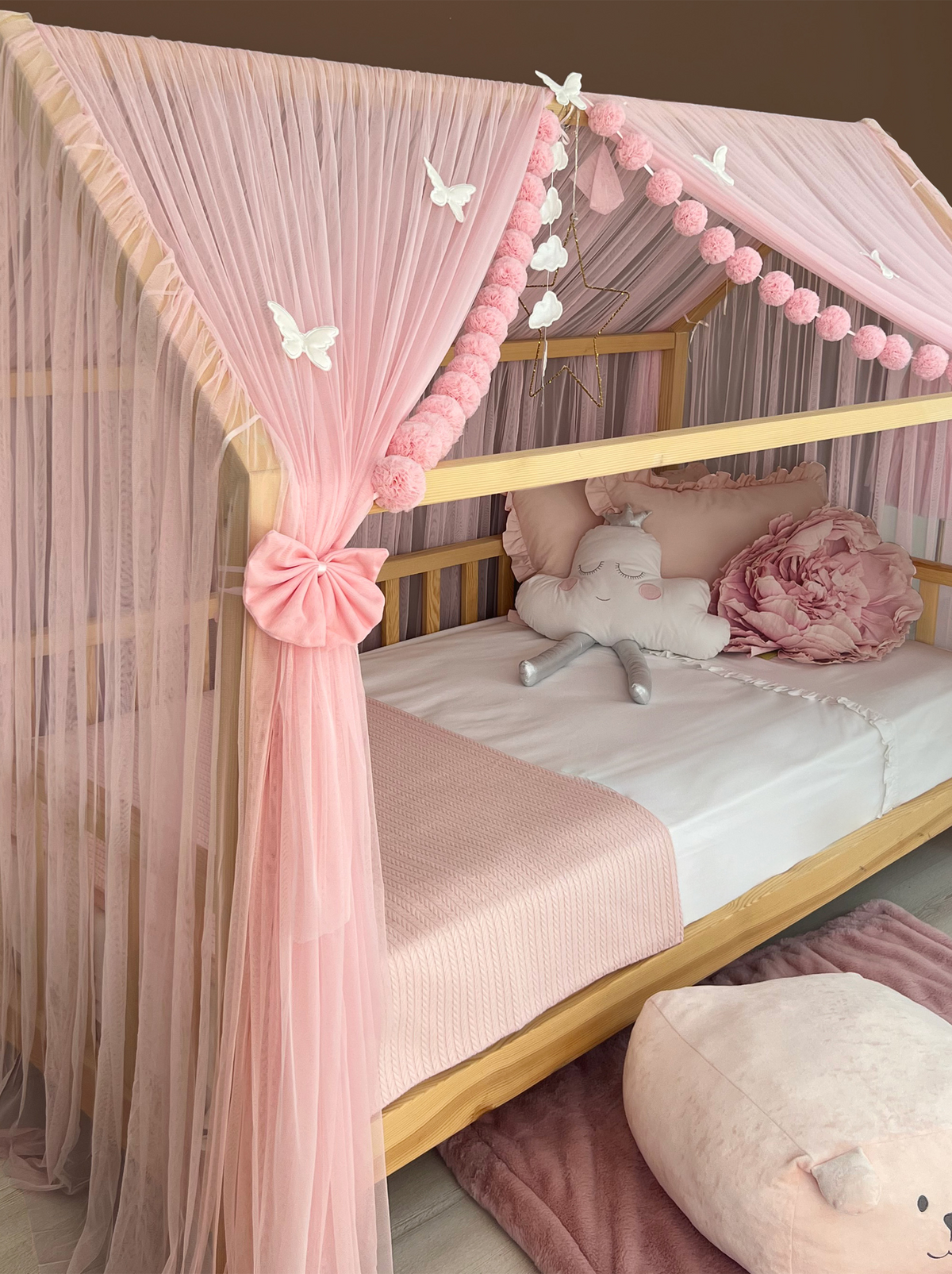 Montessori Bed Canopy Deluxe-Pink