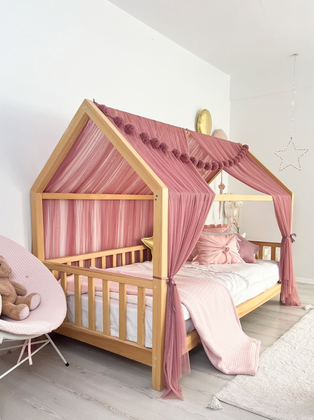 Montessori Bed Canopy Basic-Dusty Rose