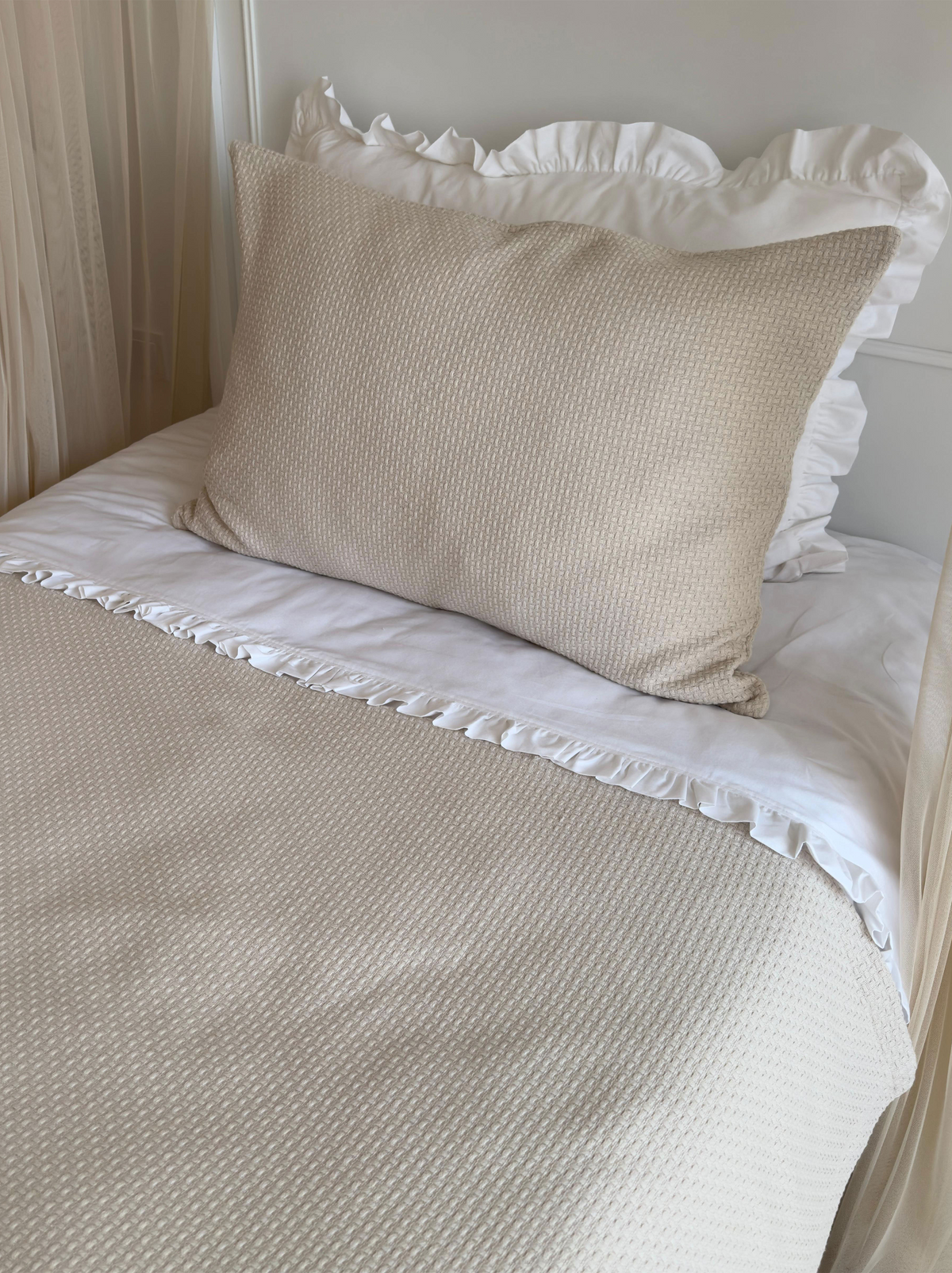 Wicker Pattern Pique Set-Beige
