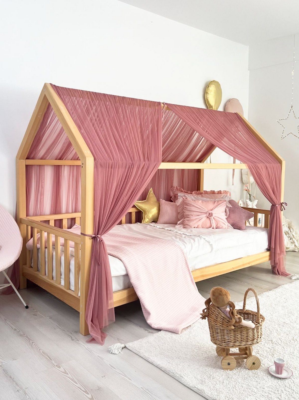 Montessori Bed Canopy Basic-Dusty Rose
