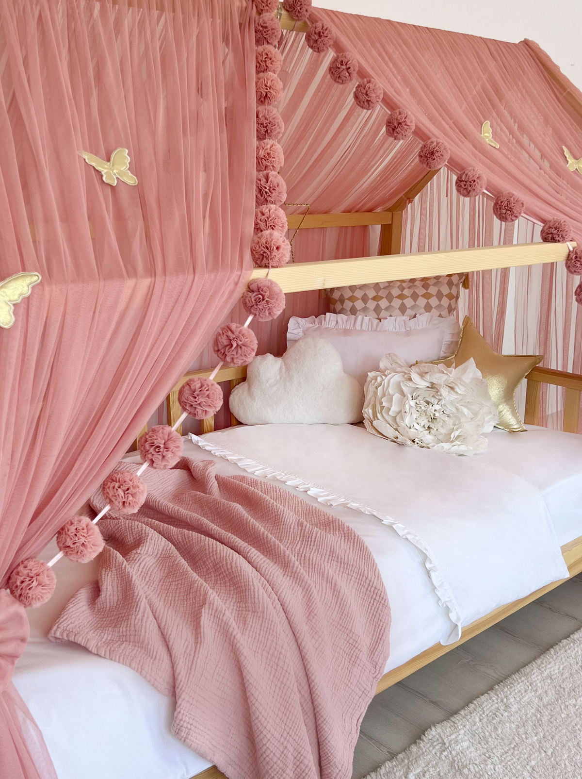 Montessori Bed Canopy Deluxe-Opera Mauve