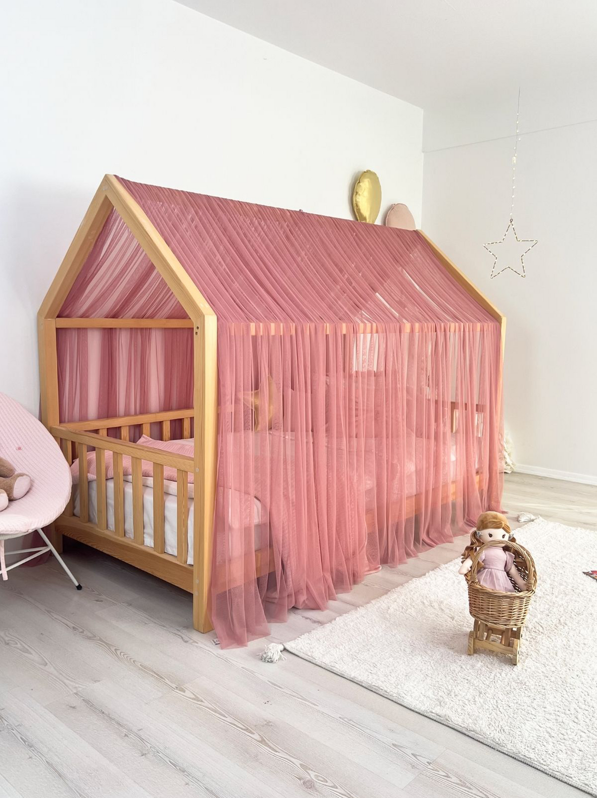 Montessori Bed Canopy Basic-Dusty Rose