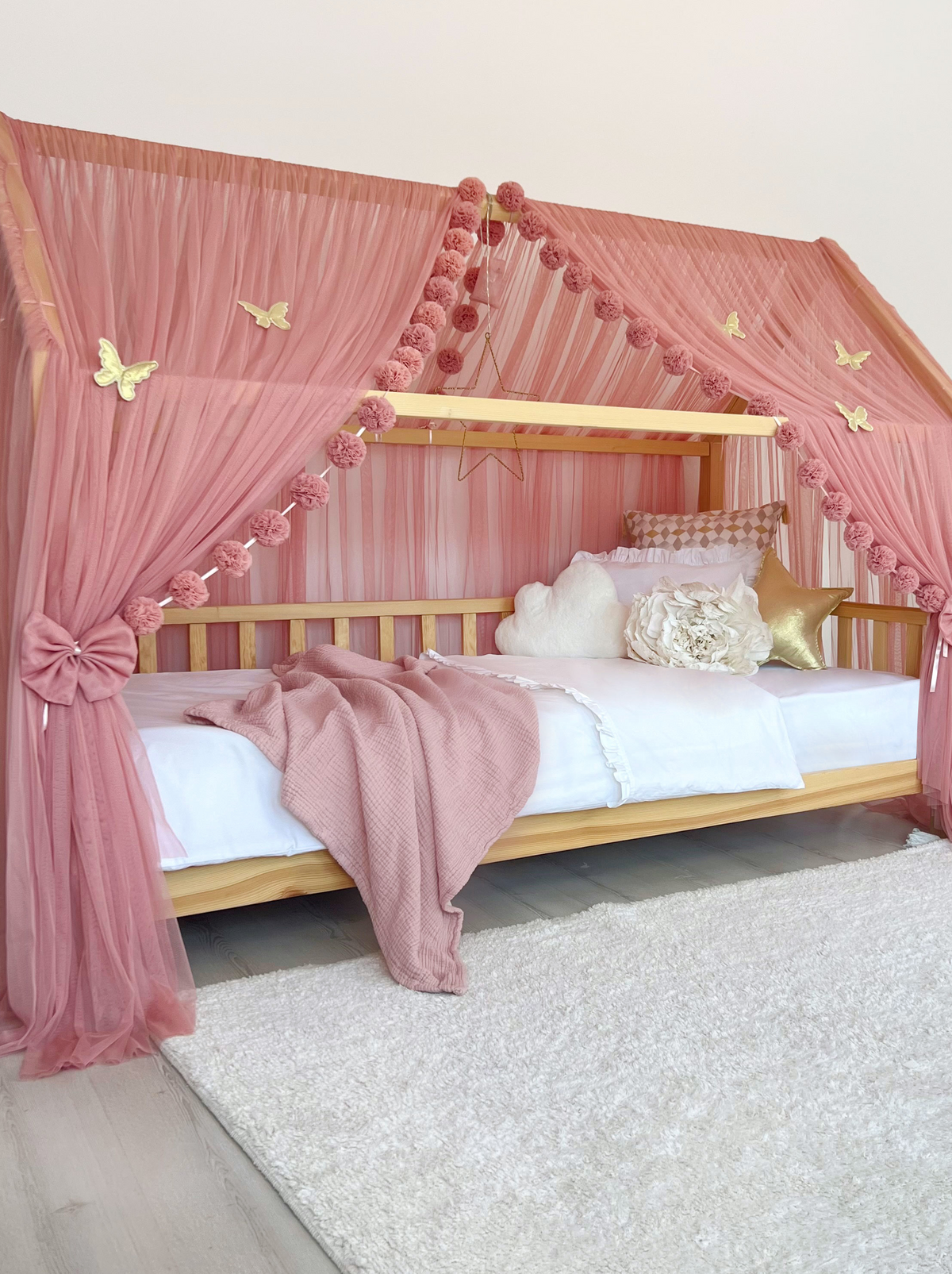 Montessori Bed Canopy Deluxe-Opera Mauve